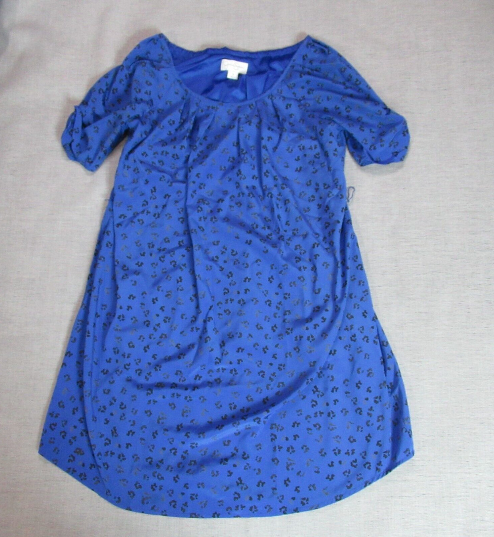 Jessica Simpson Dress Womens Size 12 Blue Leopard Print Shift Flowy Preppy Midi